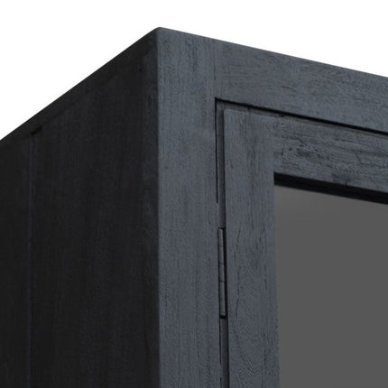 91" Graphite Distressed Solid Wood Frame Accent Cabinet With Two Doors