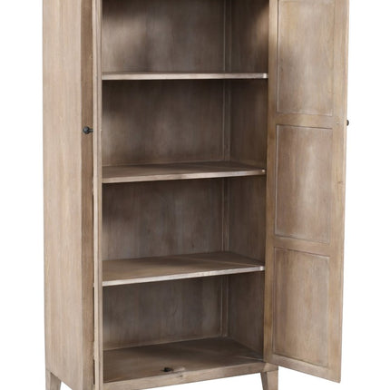 72" Ivory Distressed Solid Wood Frame Accent Cabinet With Two Doors