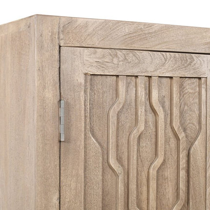 72" Ivory Distressed Solid Wood Frame Accent Cabinet With Two Doors