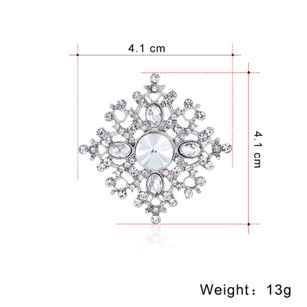 Fashion Alloy Square Brooch With Diamonds