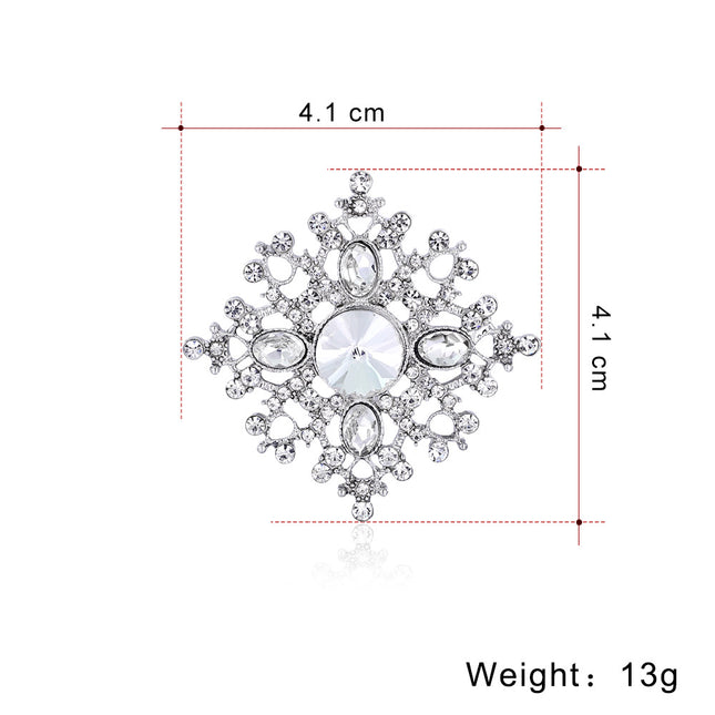 Fashion Alloy Square Brooch With Diamonds