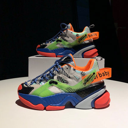 Color block platform sneakers