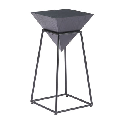 25" Black Steel Pedestal End Table