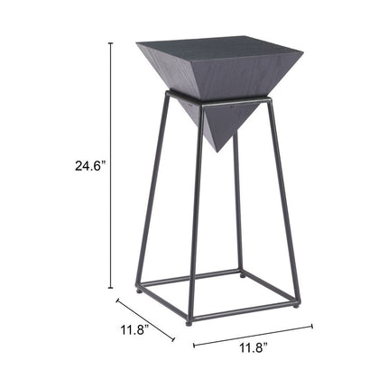 25" Black Steel Pedestal End Table