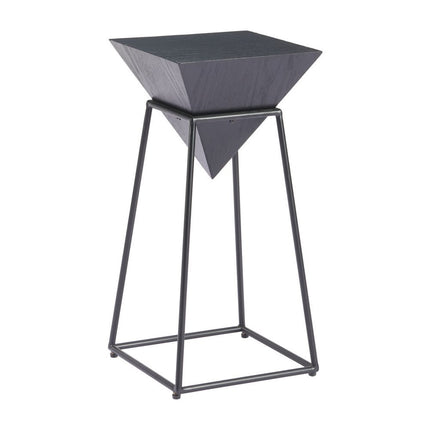 25" Black Steel Pedestal End Table