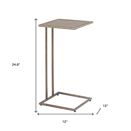 25" Bronze Steel Pedestal End Table