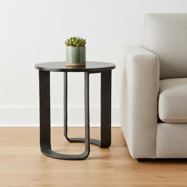 24" Black Aluminum Pedestal End Table