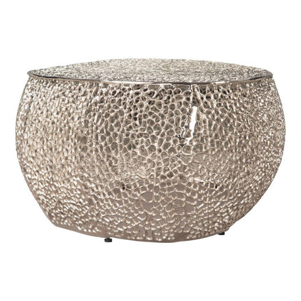 50" Silver Aluminum Oval Pedestal Coffee Table