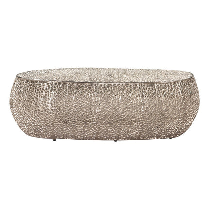 50" Silver Aluminum Oval Pedestal Coffee Table