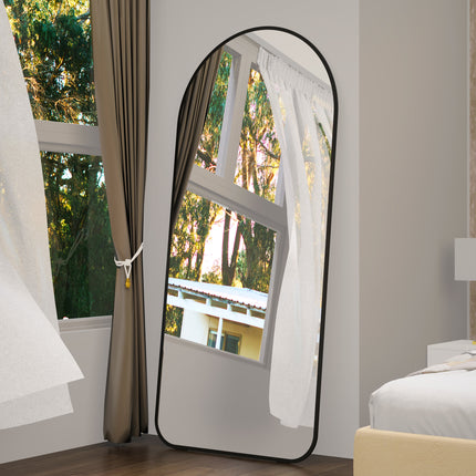Arch Full Length Mirror 71'×32'  Big Full Body Mirror for Bedroom Oversized Floor Mirror Large Standing Mirror Living Room Dressing Mirror Leaning Against Wall, Metal Frame, Black