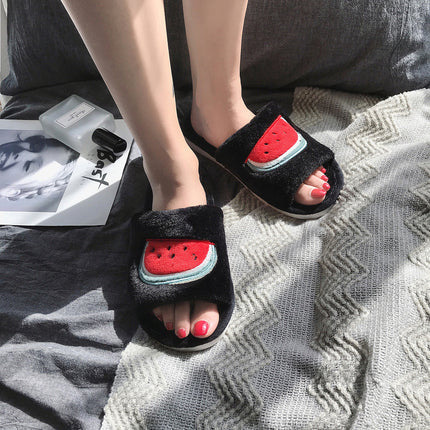 Fruit fur slippers