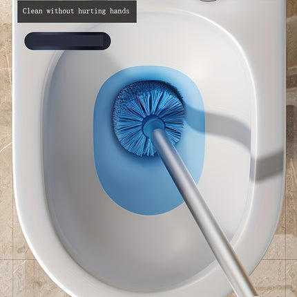 Wall-Mounted Toilet Brush Set with Long Handle - Flexible, No-Dead-Corner Design