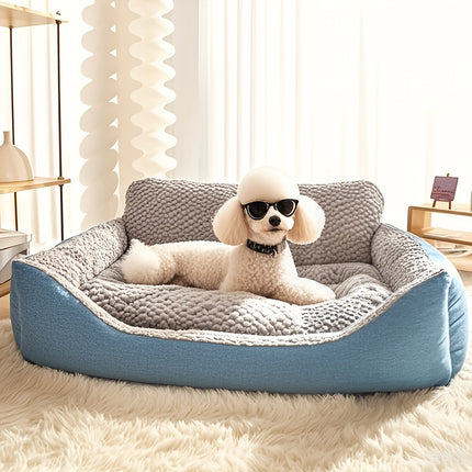Extra-Large Luxury Plush Pet Sofa Bed - Thick, Warm with High Backrest for Cats & Dogs, Easy Clean, All-Season Comfort