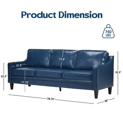 Sofa Suitable for High-Traffic Areas & Pet-Friendly - Slipcovered Synthetic Leather Couch