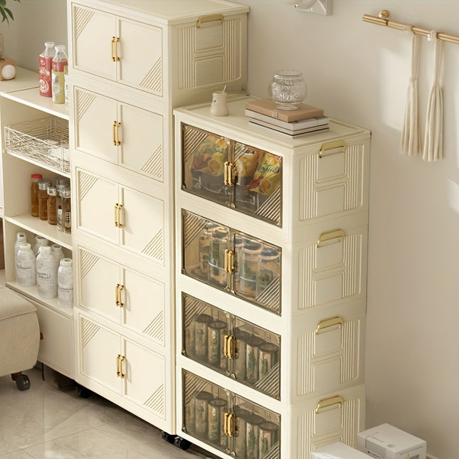 1pc40.01cm multi-layer multifunctional folding storage cabinet, with huge storage space