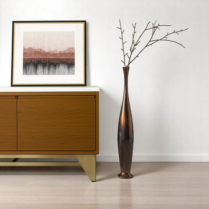41" Burnished Brown Aluminum Floor Vase