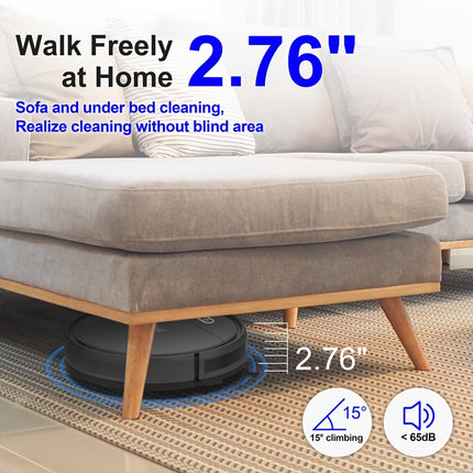 Robot Vacuum with 6500PA Powerful Suction Tangle-free Pet Hair Extraction, Detachable Mop