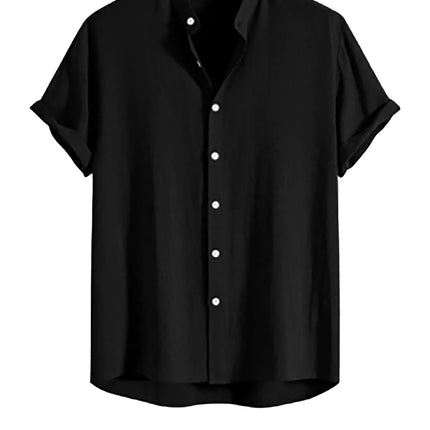 Men's Stand Collar Slim Fit Linen-Cotton Suit Set
