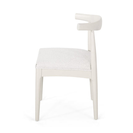 Set of Two White Wood Open Back Dining Arm Chairs