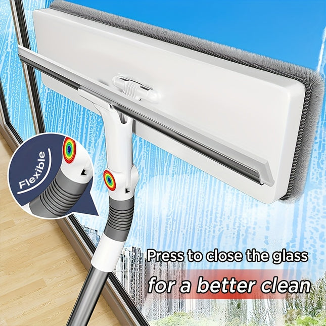 1pc Heavy-Duty Multi-Surface Scraper Brush & Glass Wiper 30cm Wide, 360° Swivel Head, Ergonomic Grip,