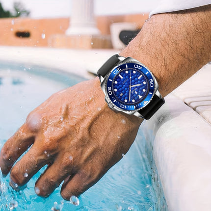 Men'S Luxury Automatic Mechanical Watch - Blue Ocean Design with Transparent Hollow Dial,