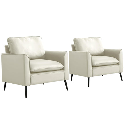 TS Cat paw leather upholstered sofa 2PC Cream White,Nordic retro light luxury living room balcony bedroom single casual sofa chair