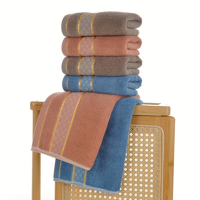 3pcs Pure Cotton Towel Set with Bamboo Embroidery, Quick-Dry & Ultra-Soft,