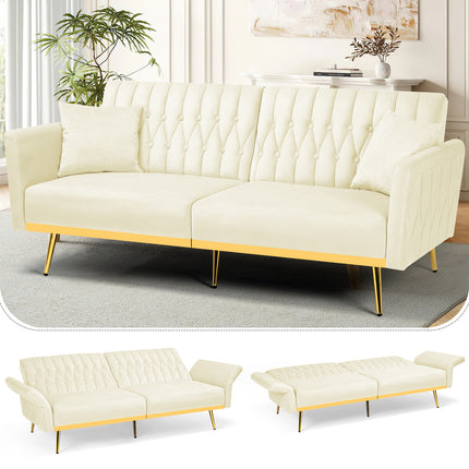 Sofa Bed Featuring Adjustable Arm And Back Rests, a Cozy Futon Loveseat with a Button-Tufted Style,