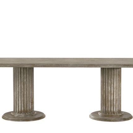 84" Gray Wood Double Pedestal Base Dining Table