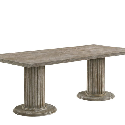 84" Gray Wood Double Pedestal Base Dining Table
