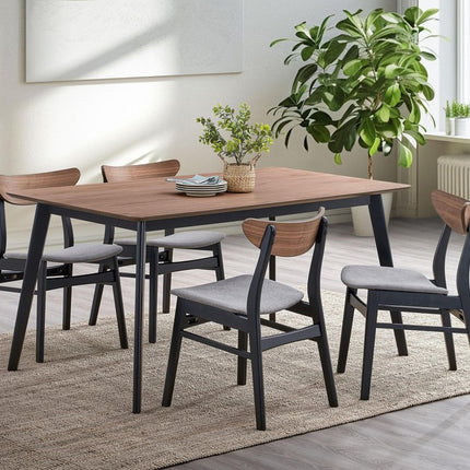 59" Walnut and Black Wood Dining Table