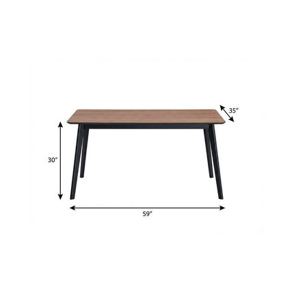 59" Walnut and Black Wood Dining Table