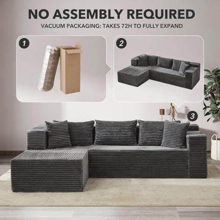 Sofa Cloud Sectional Couch, Comfy L Shaped Black Couches For Living Room, Oversized Sofa Sleeper