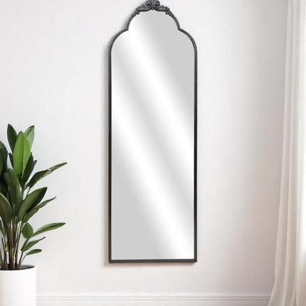 65" Black Metal Arch Full Length Hanging Mirror