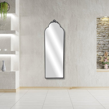 65" Black Metal Arch Full Length Hanging Mirror