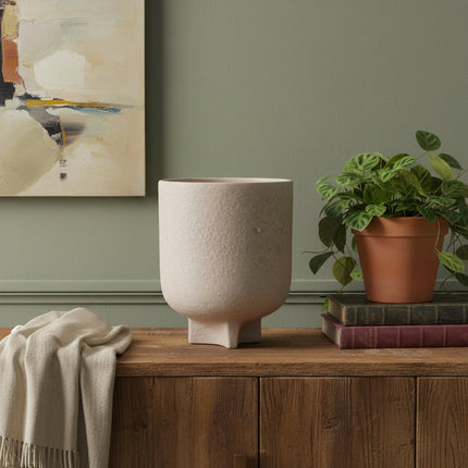 7" Beige Recycled Paper Urn Table Vase