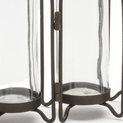 8" Black And Clear Glass And Metal Triple Test Tube Table Vase