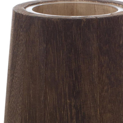 Set of Two Brown And Clear Glass Tapered Table Vases With Wood