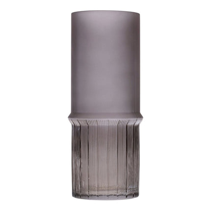 Set of Two Gray Glass Cylinder Table Vases