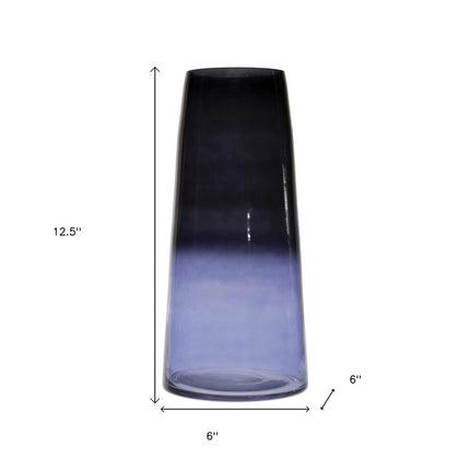 13" Blue Ombre Glass Tapered Table Vase