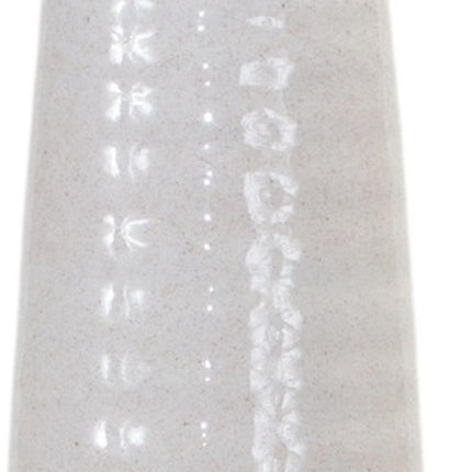 20" White And Sand Stoneware Tapered Cylinder Floor Vase