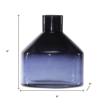6" Blue Ombre Glass Round Table Vase