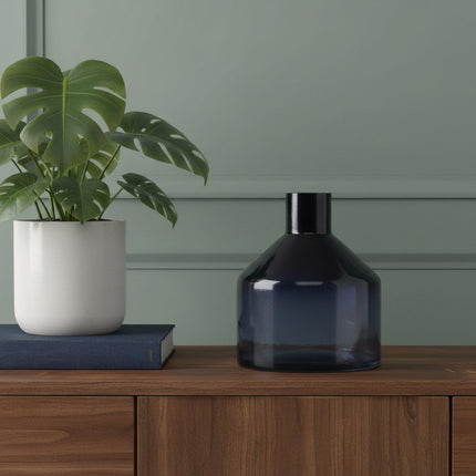 6" Blue Ombre Glass Round Table Vase