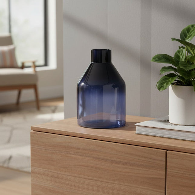 7" Blue Ombre Glass Cylinder Table Vase