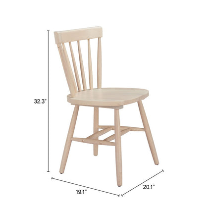 Set of Two Natural Wood Open Back Dining Side Chairs