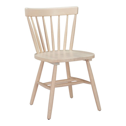 Set of Two Natural Wood Open Back Dining Side Chairs