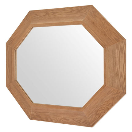 53" Natural Solid Wood Octagon Freestanding And Leaning Framed Accent Mirror