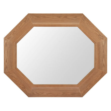53" Natural Solid Wood Octagon Freestanding And Leaning Framed Accent Mirror