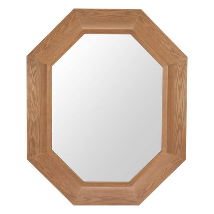 53" Natural Solid Wood Octagon Freestanding And Leaning Framed Accent Mirror