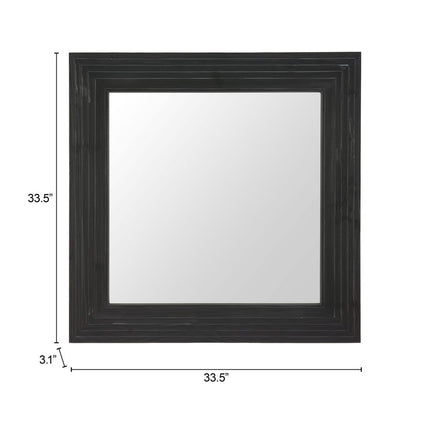 34" Black Solid Wood Square Freestanding And Leaning Framed Accent Mirror